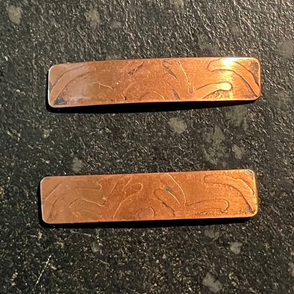 Two Vintage Copper Barrettes - Picture 1 of 7